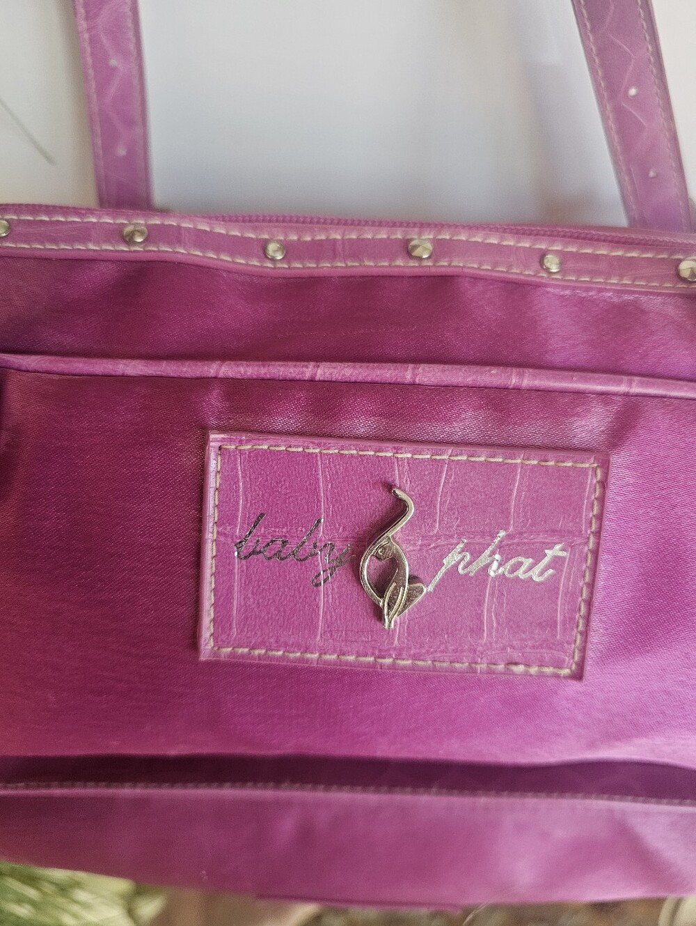 Magnetta Baby Phat Pink Satin Top-Handle Bag - Picture 9 of 16